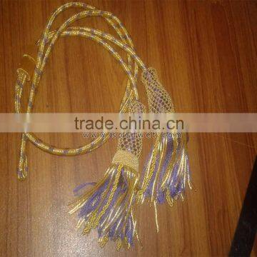 Gold and Purple French Spanish Metal Bullion Wire Tassels Borlas With Long Rope Cord photo-3
