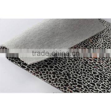 Shaoxing WZQH New Classic Black Leopard Design Coated Interlock Scuba / Air Layer Knit Fabric