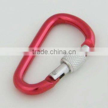 Aluminum carabiner spring snap hook D type with nut