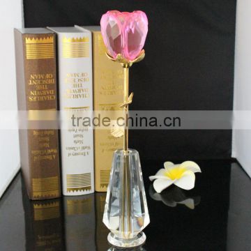 Promotional crystal wedding gift glass roses for sale