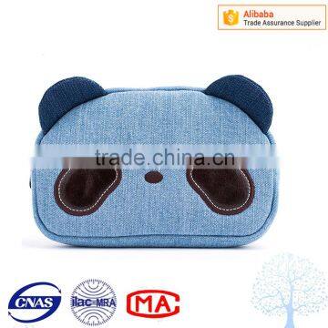 Cute Panda shape ladies denim clutch bag with zipper