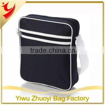 Promotional Simple Canvas Fabric Shoulder Messenger Bag with Long Strap in Black color