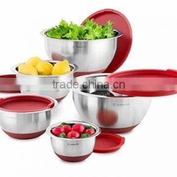 Stainless Steel Mixing Bowl Set with Anti-Slip Silicone Base