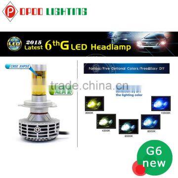 Super bright 6th DIY color 3000LM H7 led motorcycle headlight