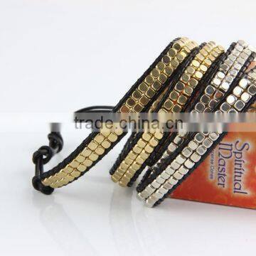 Fashion Bead Bracelet Wholesale Hand-woven Four Laps Coil Bracelet Bangle Gold and Silver Charm Bracelet Jewelry photo-3