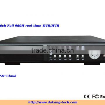 16ch D1 realtime recording DVR,p2p cloud,HDMI DVR,2pcs SATA port