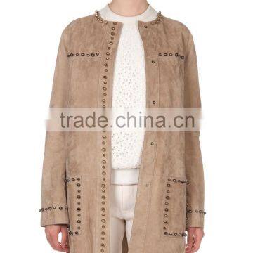 Paneled Studded Suede Jacket for women