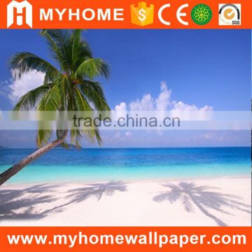 customized romantic beach landscape painting murals wall paper for office decoration                        
                                                                                Supplier's Choice