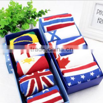 021009-H5 High quality America flag printed gift box men socks 2015