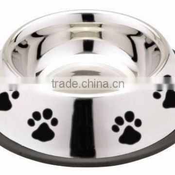 Stainless Steel Paw Printed Dog Anti Skid Bowl