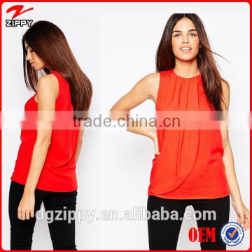 Drape Front new model chiffon style lady blouse and top                        
                                                Quality Choice