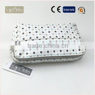 PU Cosmetic bag washing bag Aslant bag double zippers clutch bag