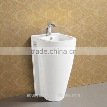 Floor Mounted Bathroom Corner One Piece Pedestal Basin