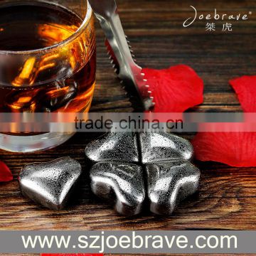 2016 new product Bar accessories, heart shape stainless steel ice cube, whiskey stone, cooling stone, ice stone