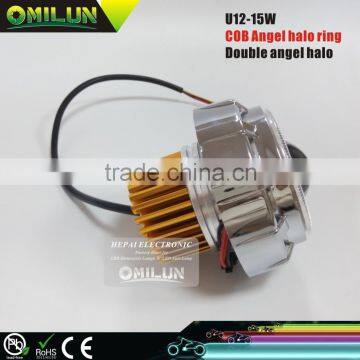 12V 15W Double Angel Eyes Motorcycle Led Projector Lens Headlight photo-3