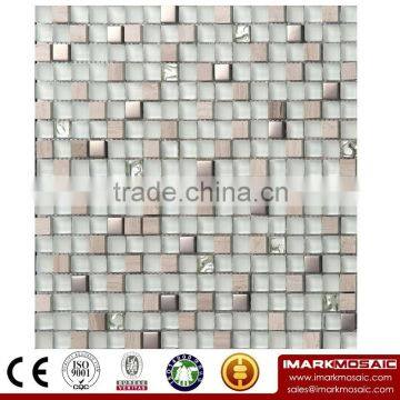 IMARK Electroplated Crystal Glass Mosaic Tiles Mix Marble Mosaic Tiles for Wall Decoration Code IXGM8-081