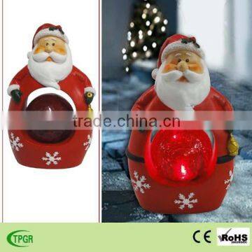 Solar Christmas lights ornaments polyresin santa glass ball led light