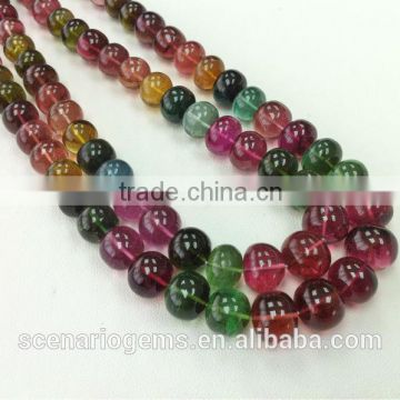 #YZZ643 Natural Multi-Color Plain Roundel Gemstone beads Tourmaline Necklace