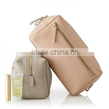 wholesale leather travel cosmetic pouch case bag makeup case