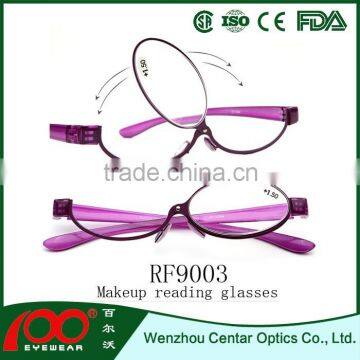 2015 Newest Cosmetic glasses;Stainless steel make up reading glasses with rolling System;High quality Ladies reading glasses