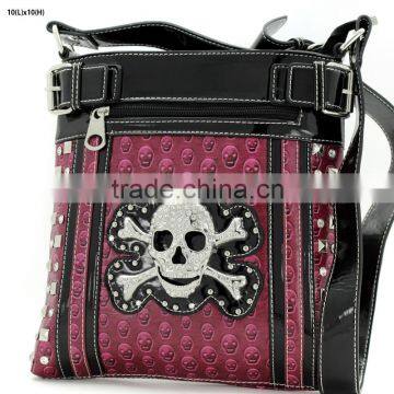 western style bling rhinestone skull messenger bags