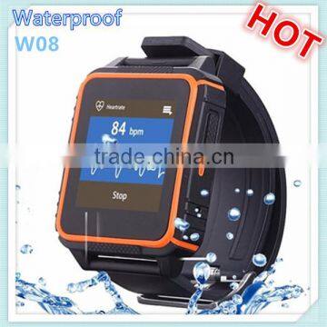 smartwatch w08 water resistence android 4.4 waterproof ip68 mtk2502c sport smart watch heart rate