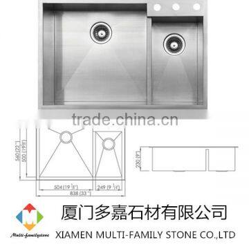 Handmade stainless steel kitchen sink for hotel HD3322B