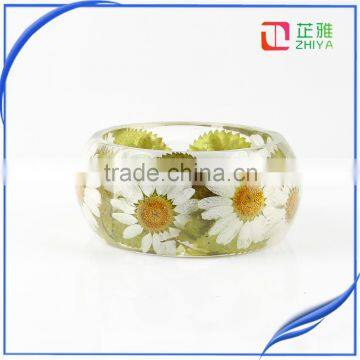 Elegant jewelry women wholesale transparent bangles with dried sunflower bracelets