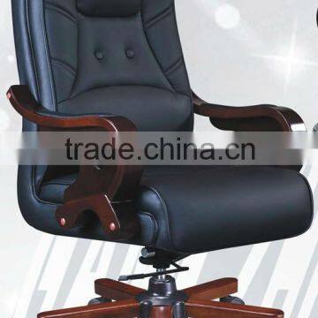 Italy leather wood base swivel chair AB-045