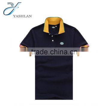 Custom Yellow Stand Collar Polo Shirt 100% Cotton