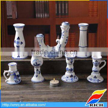 Wholesale cheap antique delft blue ceramic candle holder