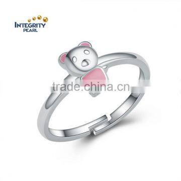 SSD037 Cartoon Bear Shape AAA 925 Sterling Silver Female Ring