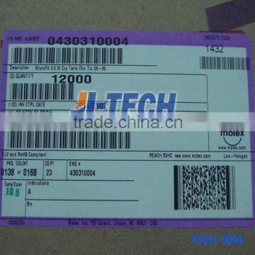 crimp terminal male 43031series connector molex 4 pin connector 43031-0004 with Tin Plated Tin/Brass Alloy Contact 26-30 AWG