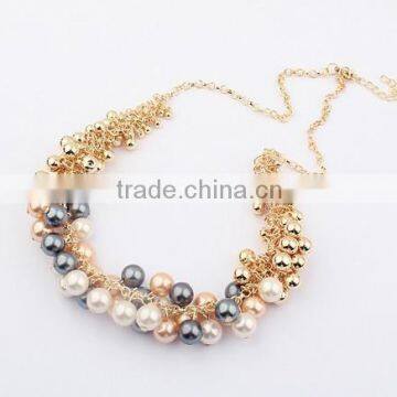 Black Grey Pearl Choker Collar Vintage Pendant Statement Necklace Women Necklaces & Pendants Fashion Necklaces for Women 2014