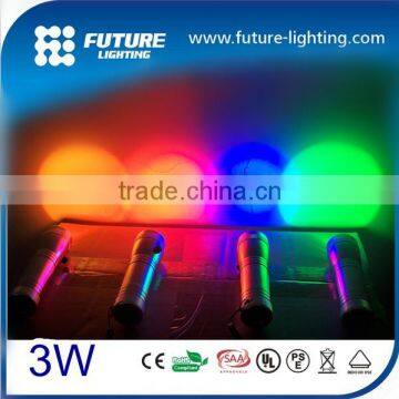 Newest style battery powered 3W color changing RGB led multicolor 10 colors flashlight