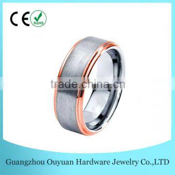 8MM New Design Tungsten Carbide Ring, 18K Rose Gold Matte Comfort Fit Tungsten Carbide Ring