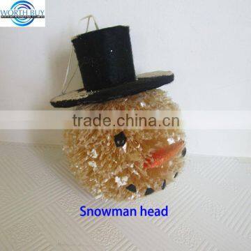 Christmas snowman head w/ a black hat