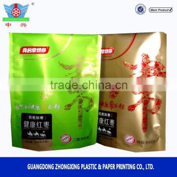 Custom printing Matte stand up zipper plastic bag red dates packaging