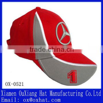 fashion 3D embroidery logo F1 racing caps, custom car logo sports caps