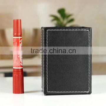 China Wholesale Office Stationery , Luxury Pen Holder, Leather Square Brush Pot photo-3