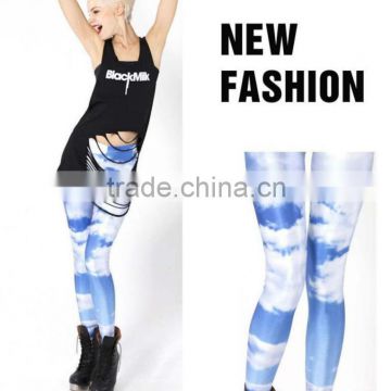 woman bule sky galaxy space universe leggings