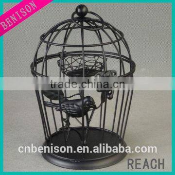 outdoor using decorative metal birdcage with glass candleholder