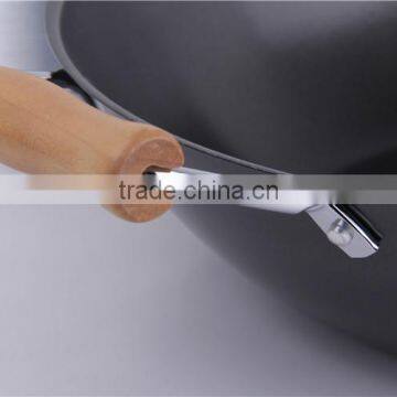 Flat Bottom Wooden Handle Wok Pan Set Cookware Set Nonstick