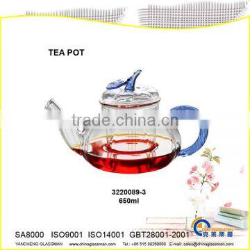 high glass borosilicate tea pot TB089-3BL