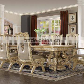 European Style Walnut Color Solid Wood Dining Room Table With Chairs And Display Cabinet, Royal Dining Room Furniture(MOQ=1 SET) photo-4