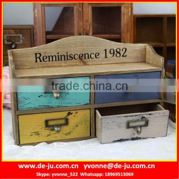 Four Colors Small Wooden Drawer Storage Box