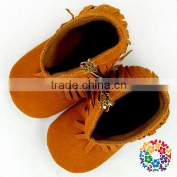 Afforable Girls Soft Soled Suede Leather Shoes Four Colors Baby Tassel Moccasins photo-2
