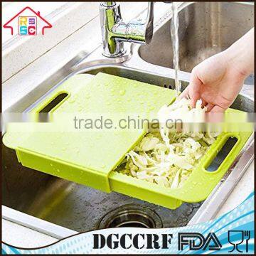 NBRSC Multi-Function Over The Sink Cutting Board Strainer Plastic Kitchen Tool photo-4
