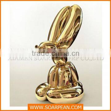 Glossy Golden Fierbglass Balloon Dog Sculpture for Shop Mall Decoration photo-2