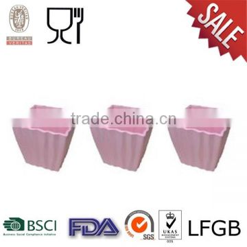 Square Wave Rim Melamine Flower Pot with Pink color